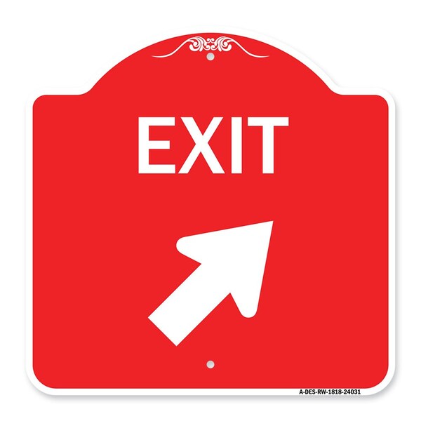 Signmission Designer Series Exit Exit W/ Right Arrow, Red & White Aluminum Sign, 18" H, 18" L, RW-1818-24031 A-DES-RW-1818-24031 - main